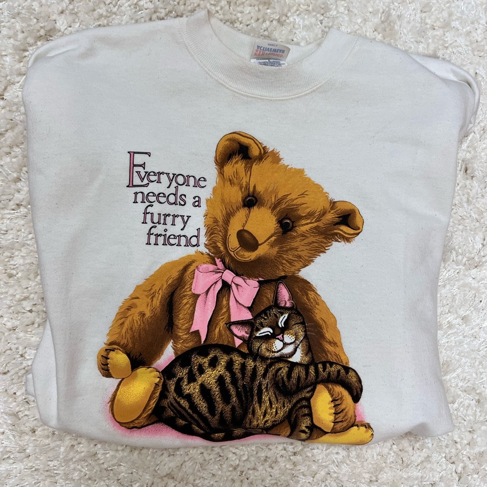 Vintage Cat & Teddy Graphic Sweatshirt